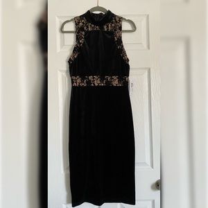 Black velvet dress size 8 with lace accent